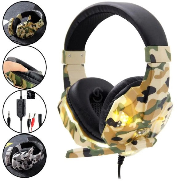 Headset Gamer Camuflado BM-218 com LED