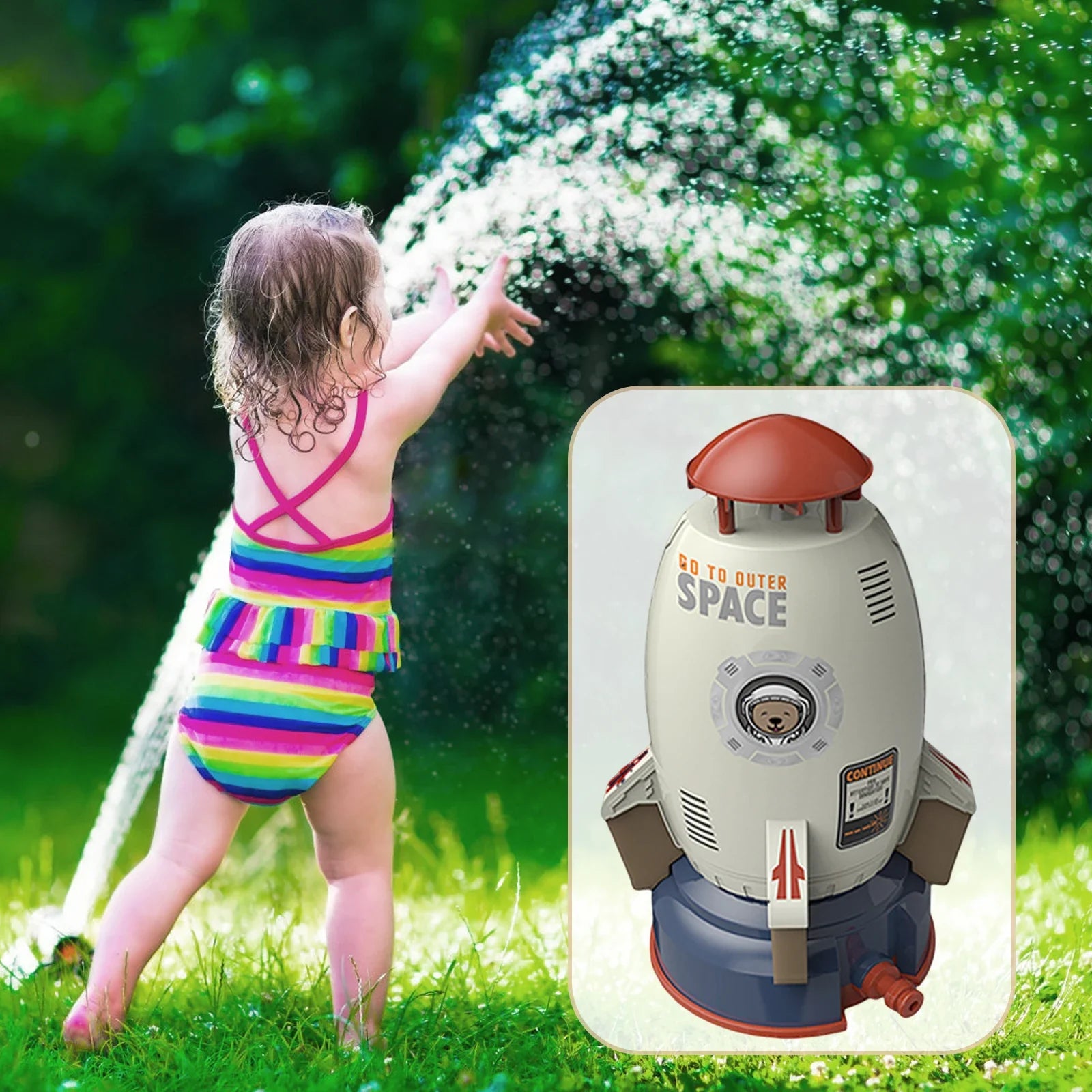 Brinquedo Foguete Giratório com Jato D'Água – Diversão ao Ar Livre para Crianças